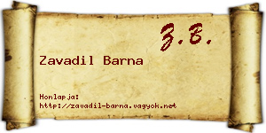 Zavadil Barna névjegykártya